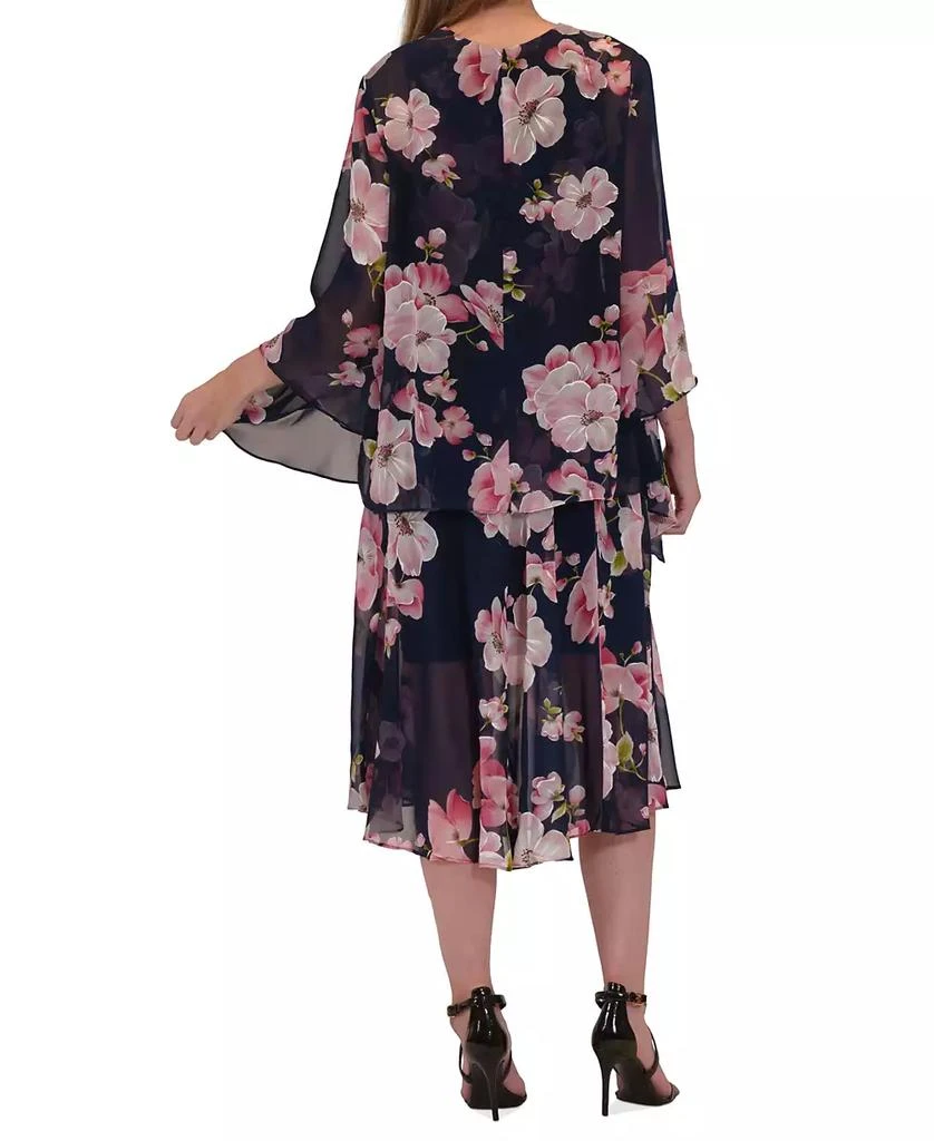 Robbie Bee Plus Size Floral Print Open-Front Chiffon Jacket Dress 2