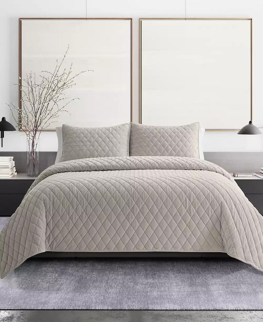 Vera Wang CLOSEOUT! Diamond Velvet Reversible 3 Piece Quilt Set