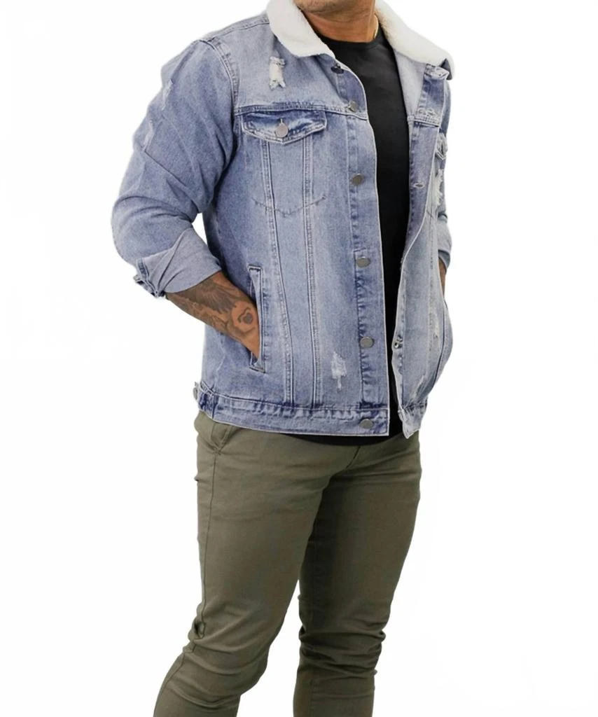 Victorious Carter Sherpa Collar Jacket In Denim 2