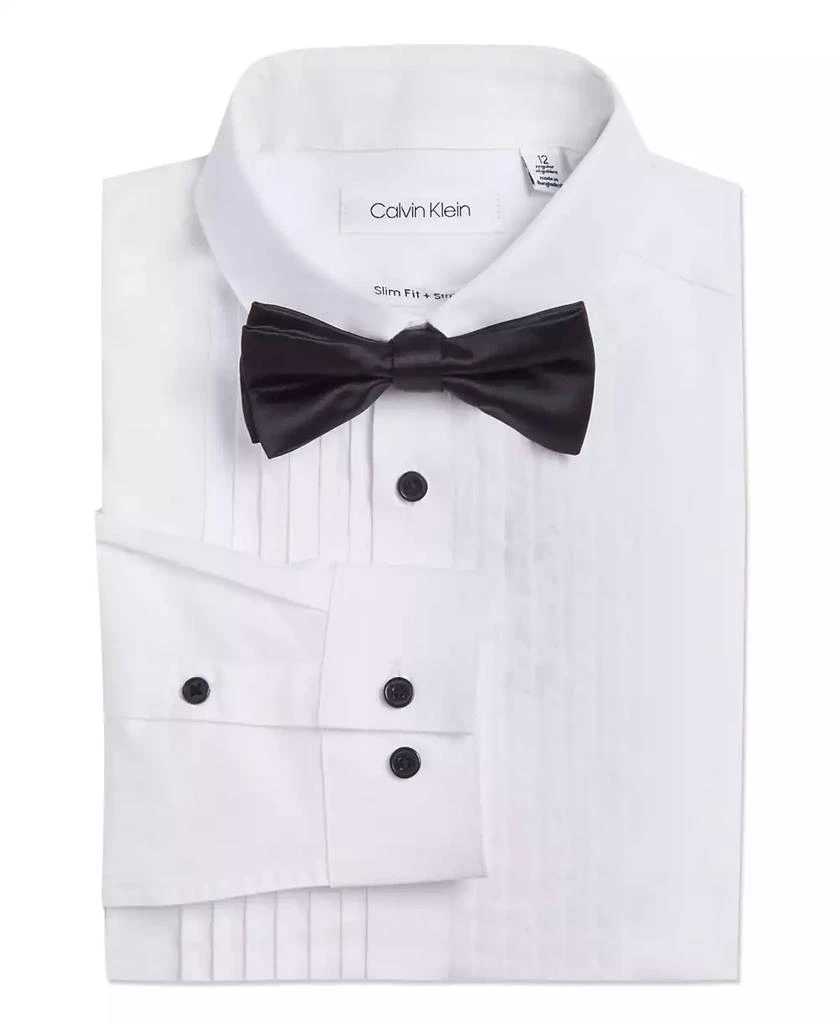 Calvin Klein Big Boys Tuxedo Shirt and Bow Tie Box Set 2