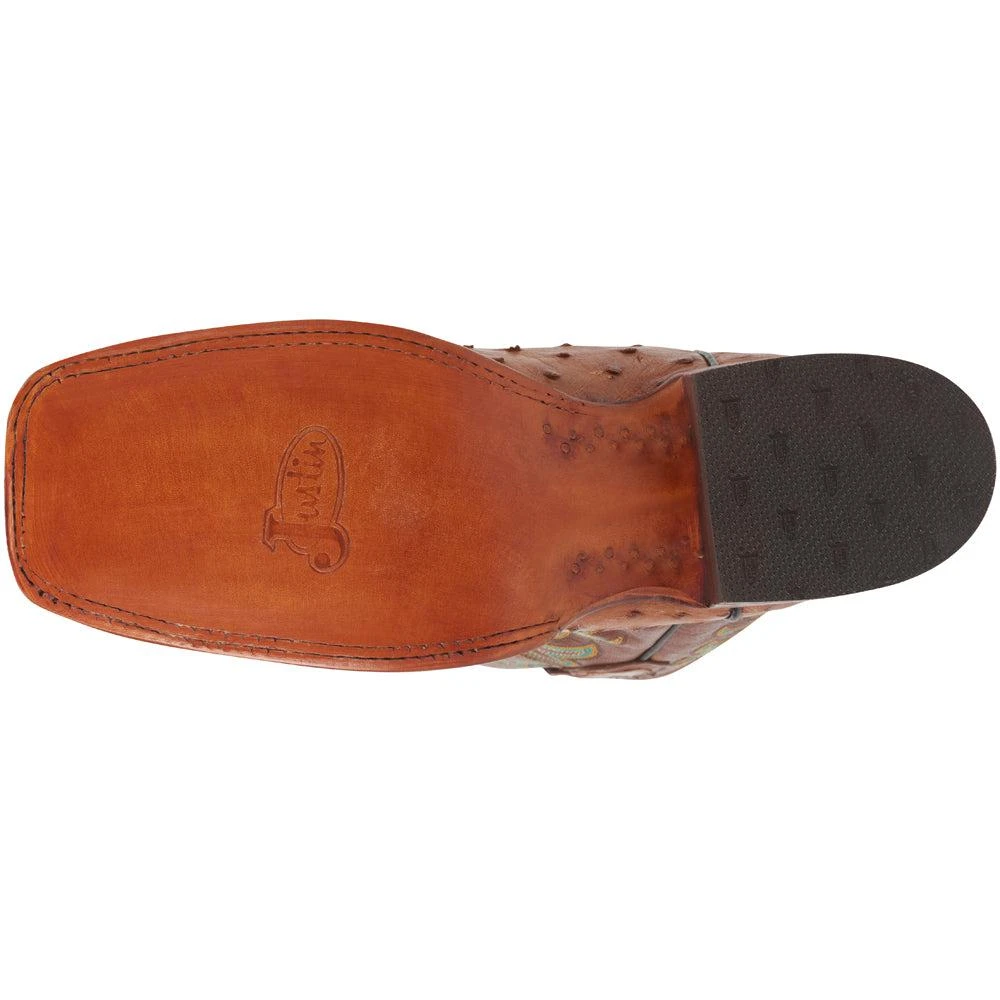 Justin Boots Truman Ostrich Square Toe Cowboy Boots 5