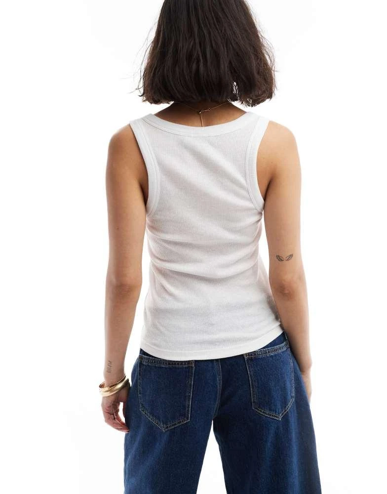ASOS ASOS DESIGN scoop rib vest with knot front overlay in white 3