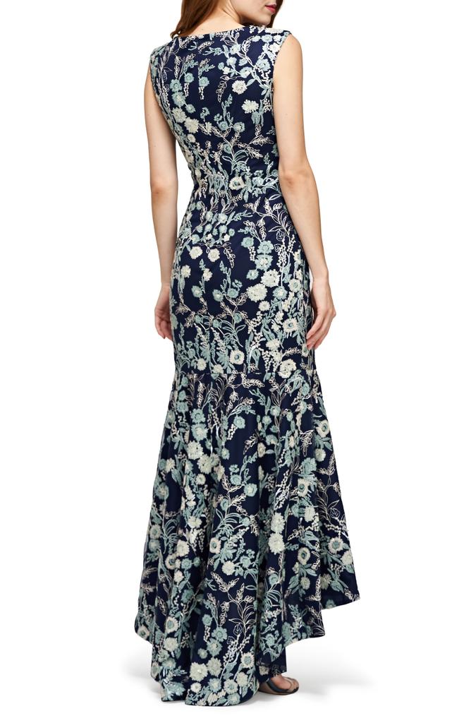 JS Collections Rosaline Floral Embroidered High-Low Gown