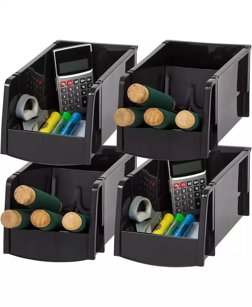 Stackable Bin Support IRIS USA Stackable Plastic Storage Bins, 4 Pack - BeyondStyle