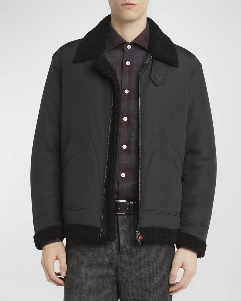Kiton Men's Shearling-Trim Bomber Jacket 4