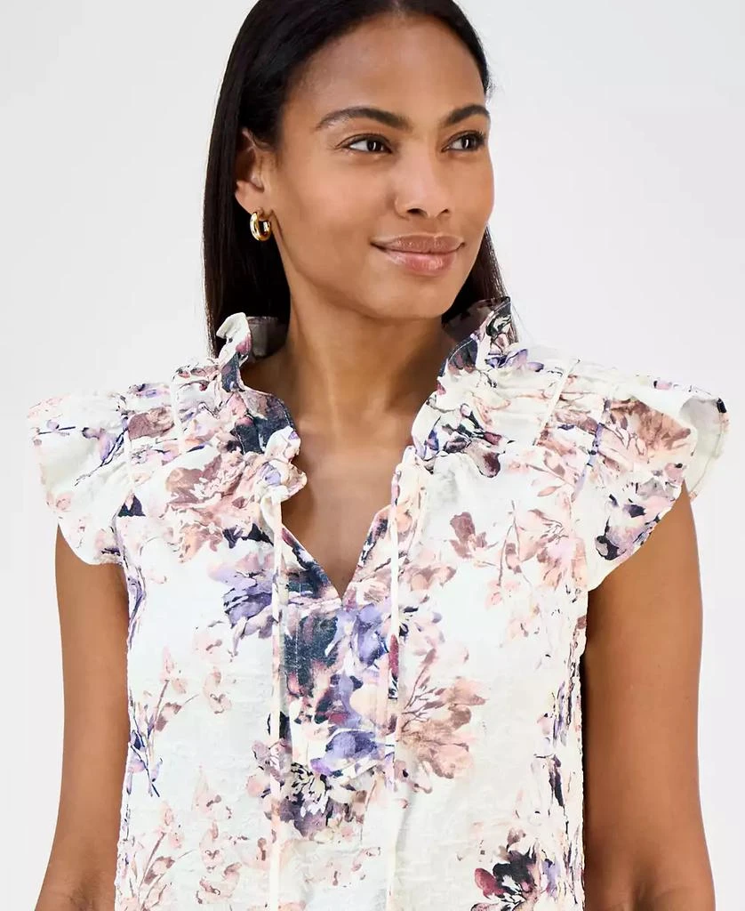 Robbie Bee Women's Printed Ruffle-Neck A-Line Dress 2