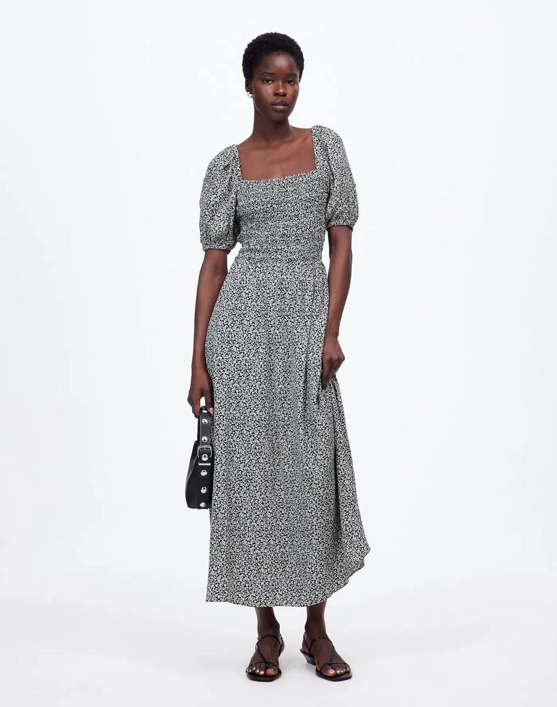 Madewell Smocked Puff-Sleeve Midi Dress in Floral 1