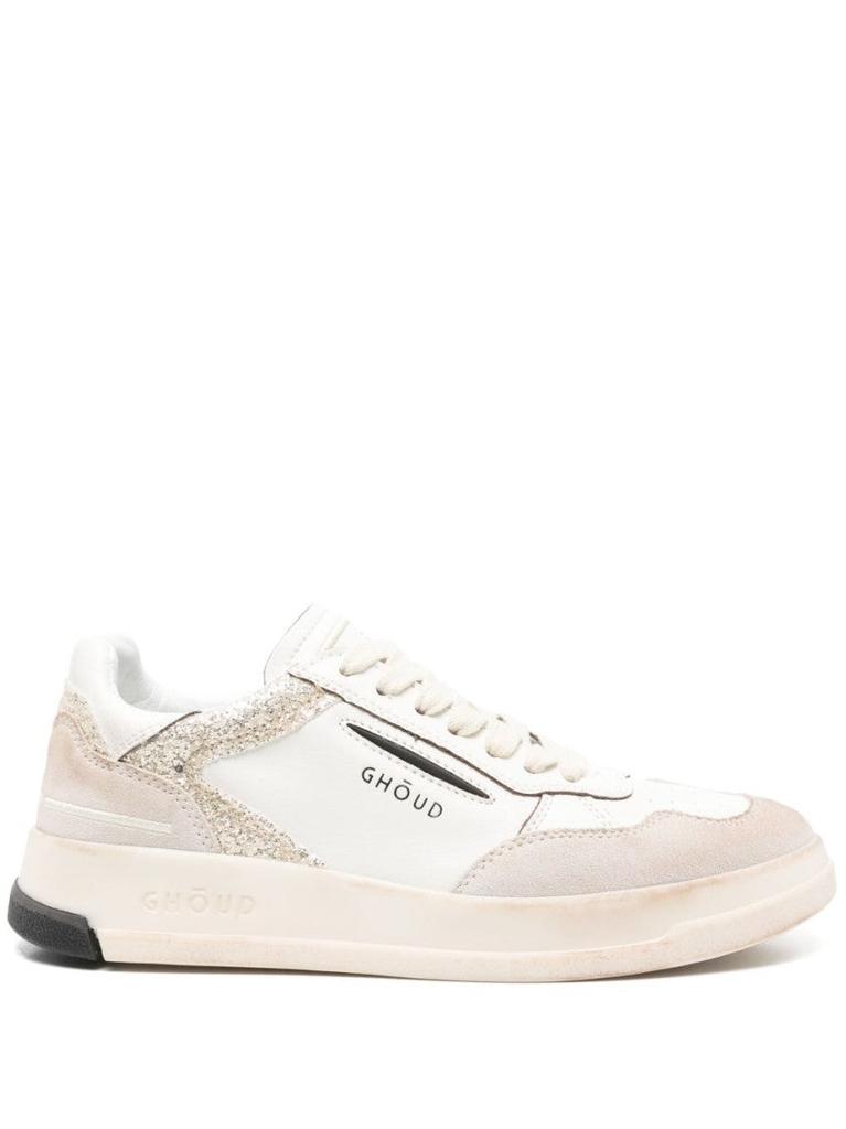 GHOUD White And Beige Sneakers With Textured Accents