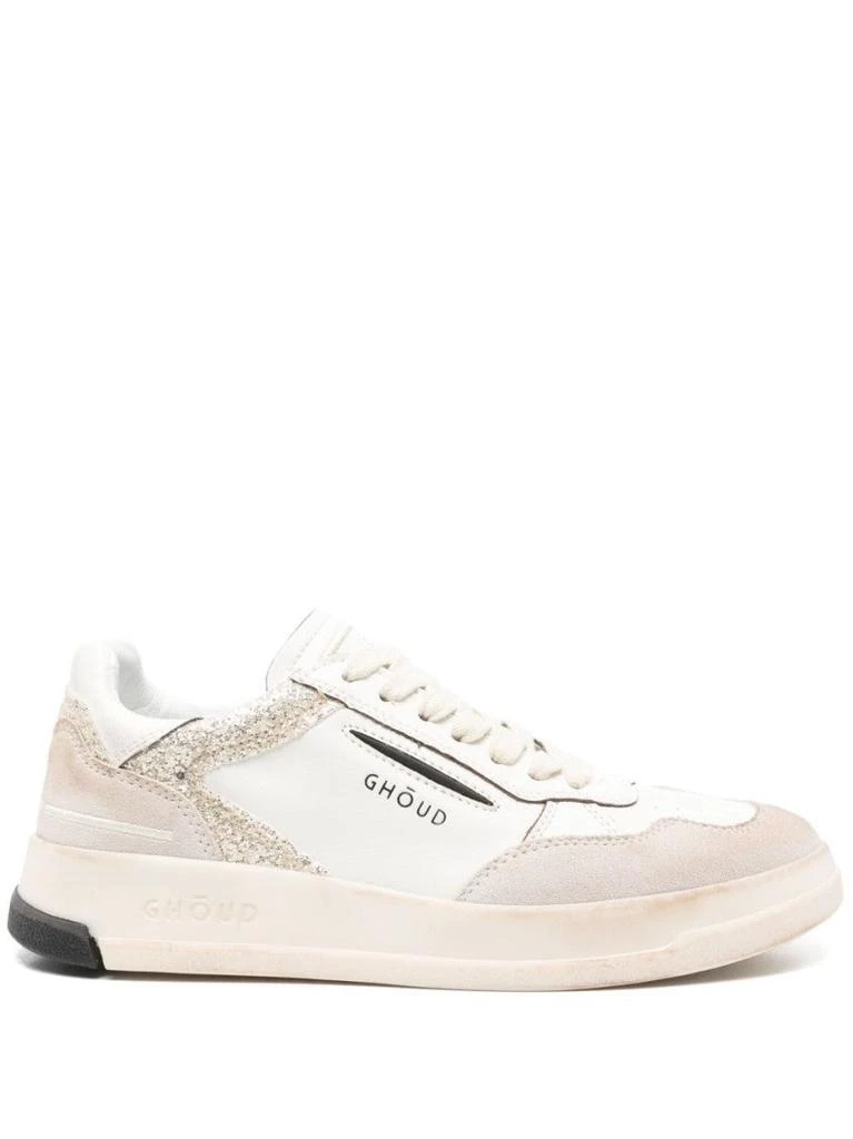 GHOUD White And Beige Sneakers With Textured Accents 1