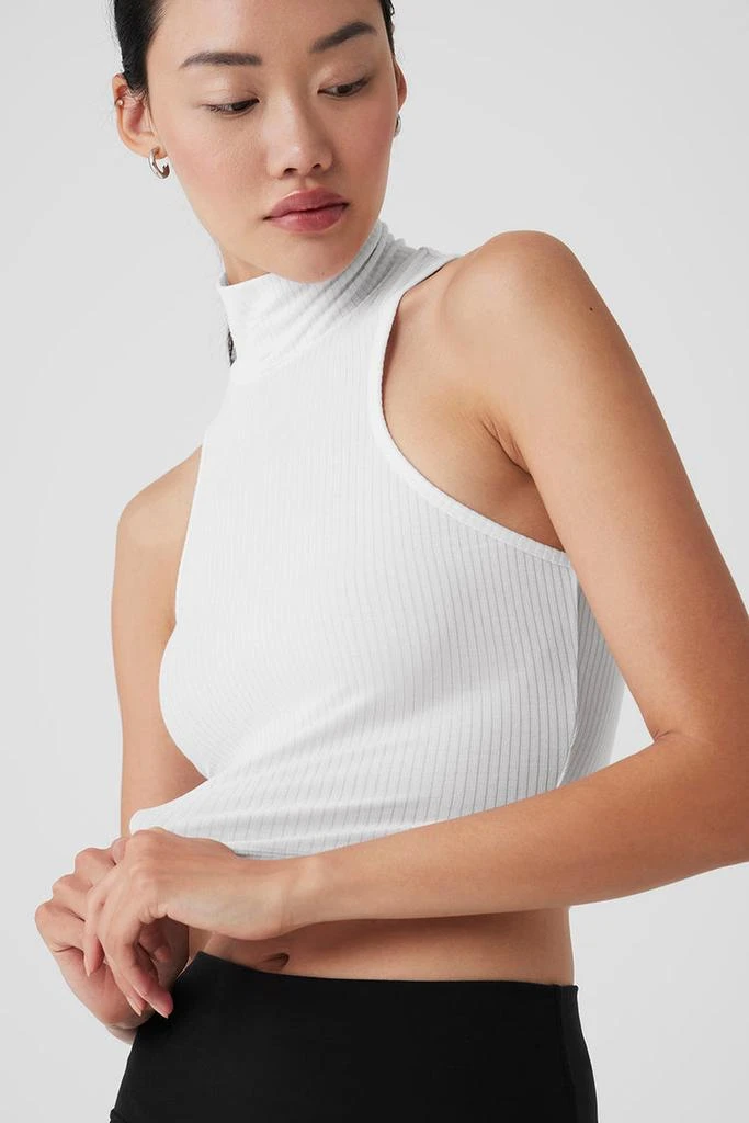 Alo Ribbed Sea Coast Cropped Turtleneck Tank - Lilac Blue 4