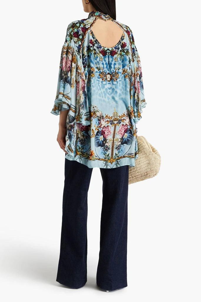 CAMILLA Embellished printed silk crepe de chine and voile blouse 3