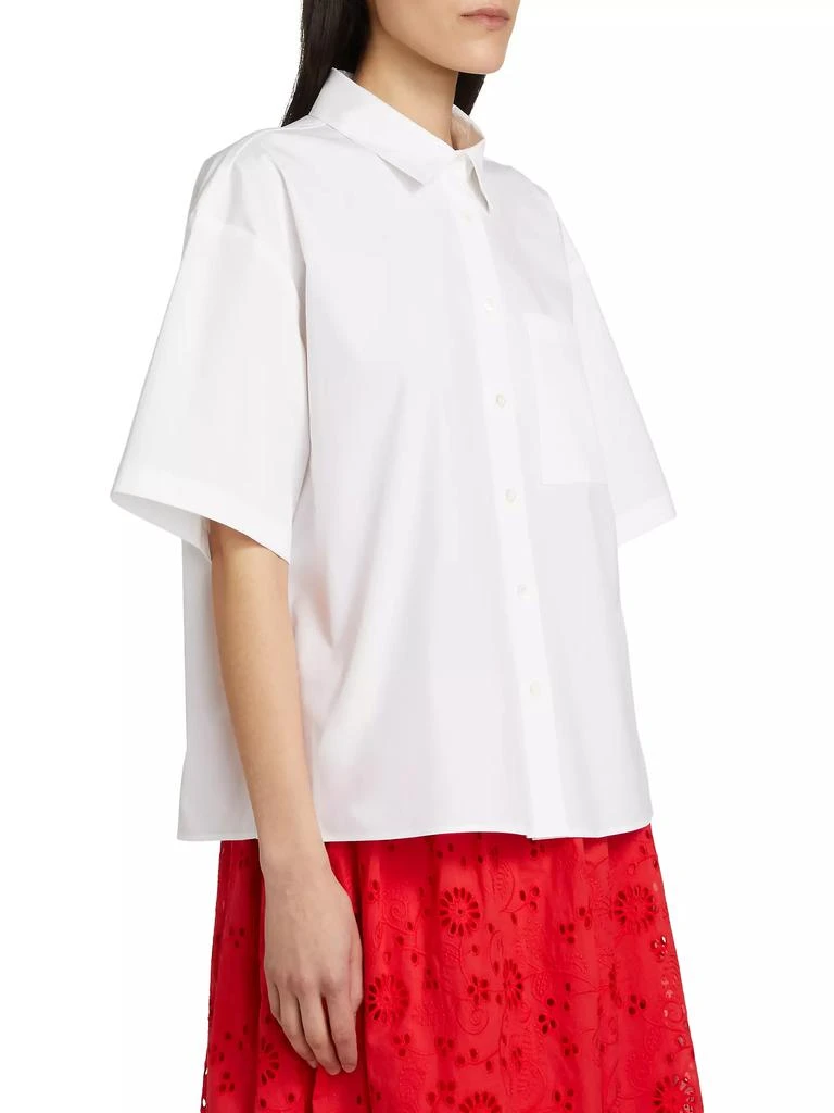 Carolina Herrera Boxy Cotton-Blend Pocket Shirt 4