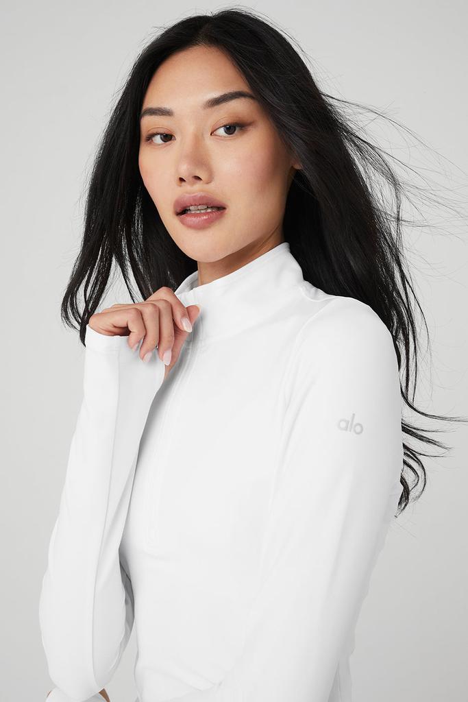 Alo Alosoft 1/2 Zip Rapid Pullover - White - Yoga - Free