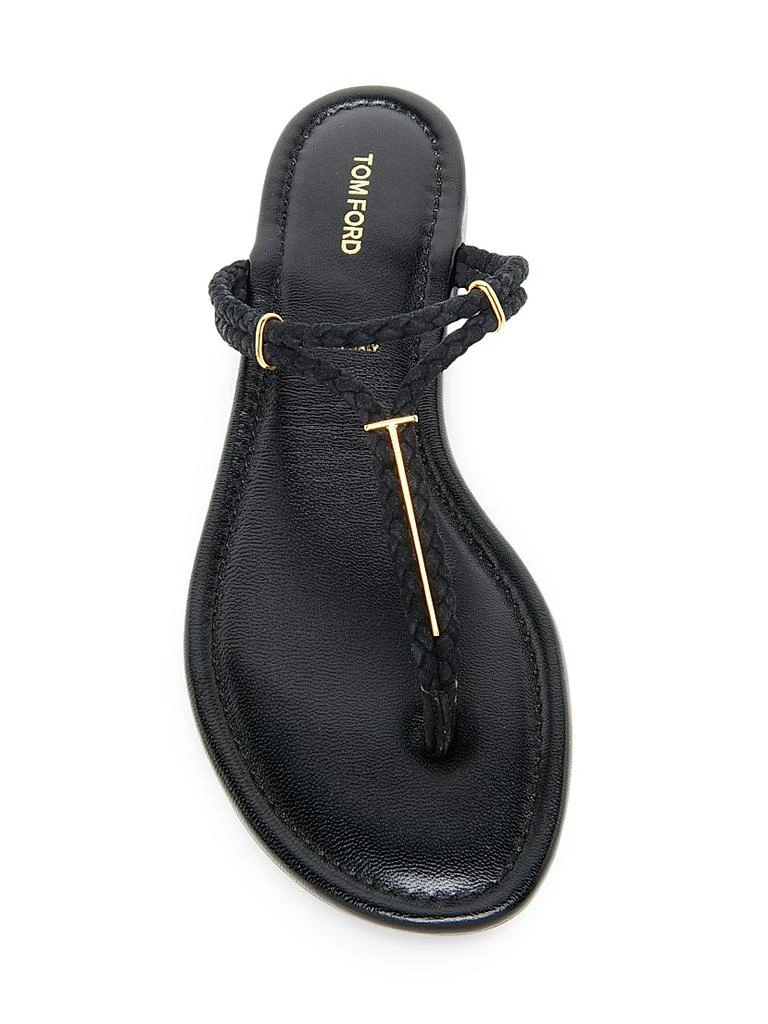 Tom Ford Lily Woven Suede T-Strap Sandals 4