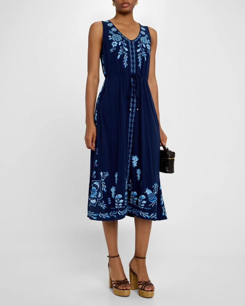 Johnny Was Yadira Embroidered Cotton Knit Midi Dress 4