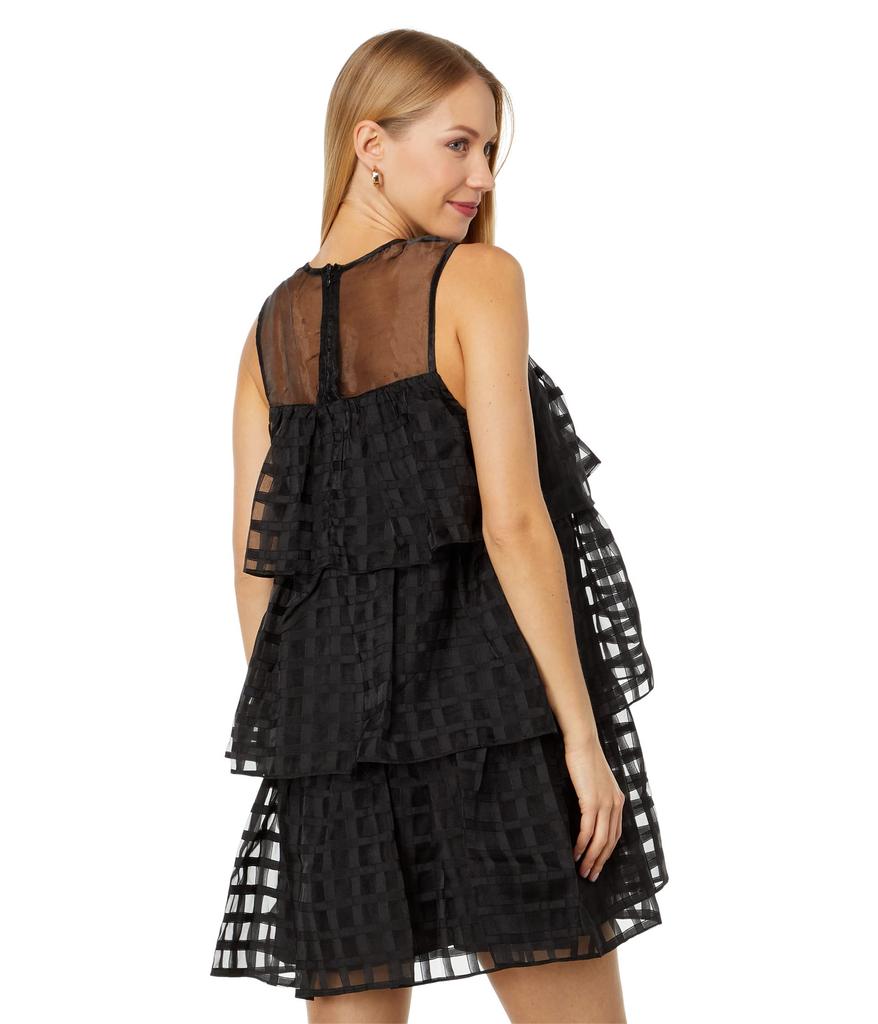 English Factory Organza Gridded Tiered Sleeveless Mini