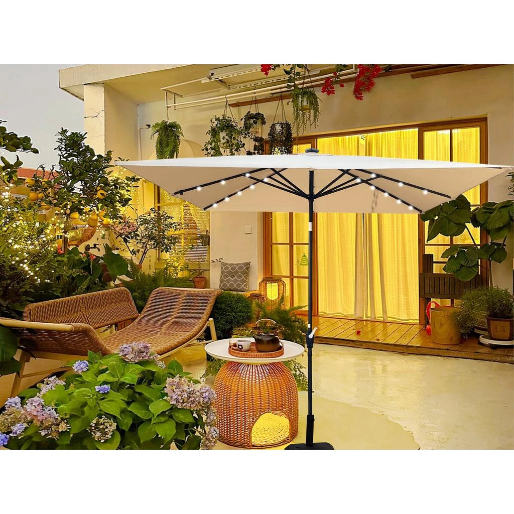 Streamdale Furniture Streamdale Square 2.5x2.5M Solar LED Patio Umbrella with Crank and Base 2