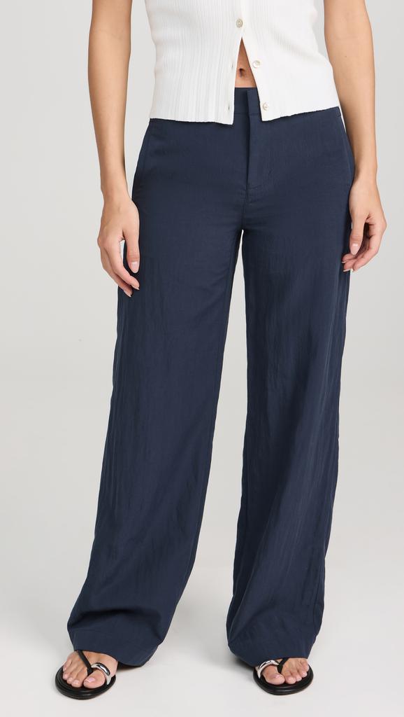 Vince Mid Rise Textured Wide Leg Trousers