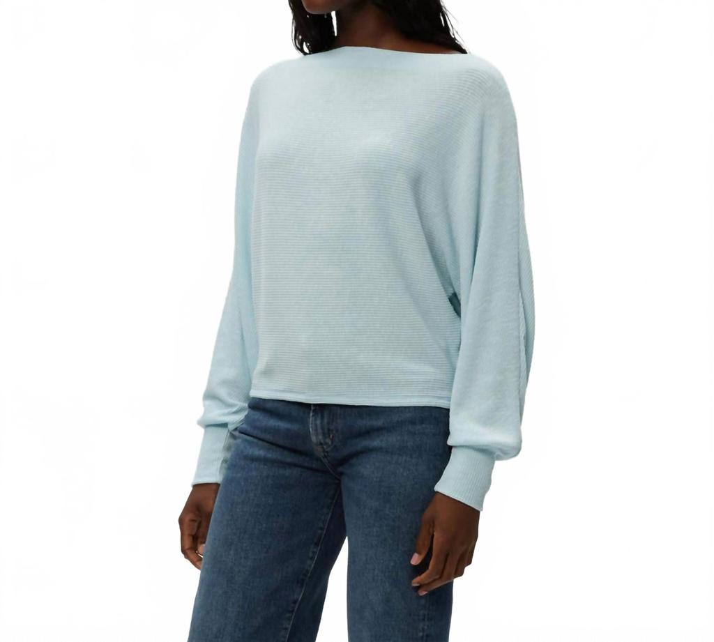 Michael Stars Roxy Balloon Sleeve Ribbed Top In Fountain