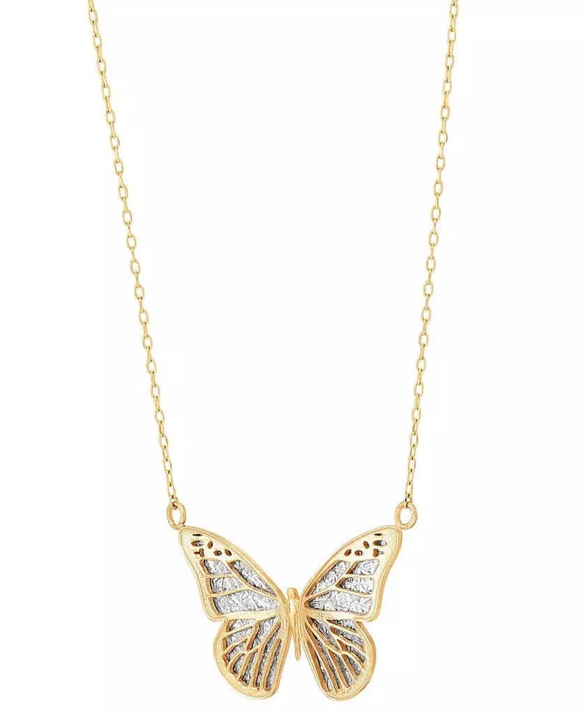 Italian Gold Two-Tone Butterfly 18" Pendant Necklace in 10k Gold 3