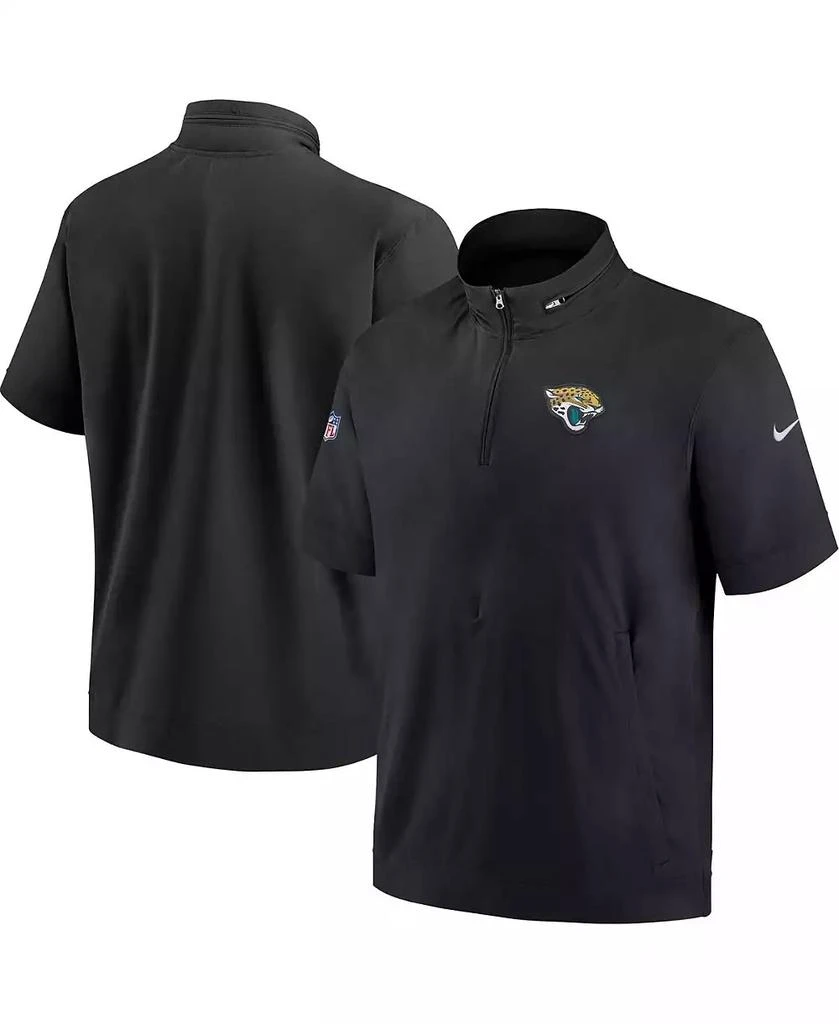 NIKE Men's Black Jacksonville Jaguars Sideline Coach Short Sleeve Hoodie Quarter-Zip Jacket 1