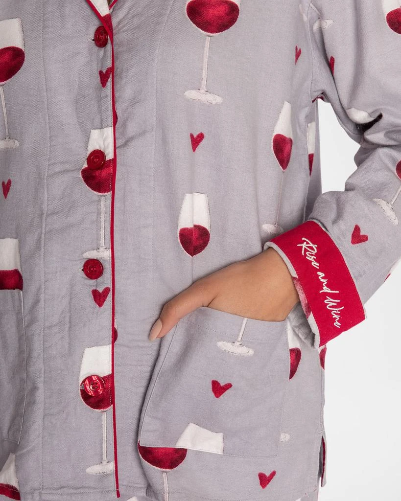 PJ Salvage Rise and Wine Printed Flannel Pajama Set 5