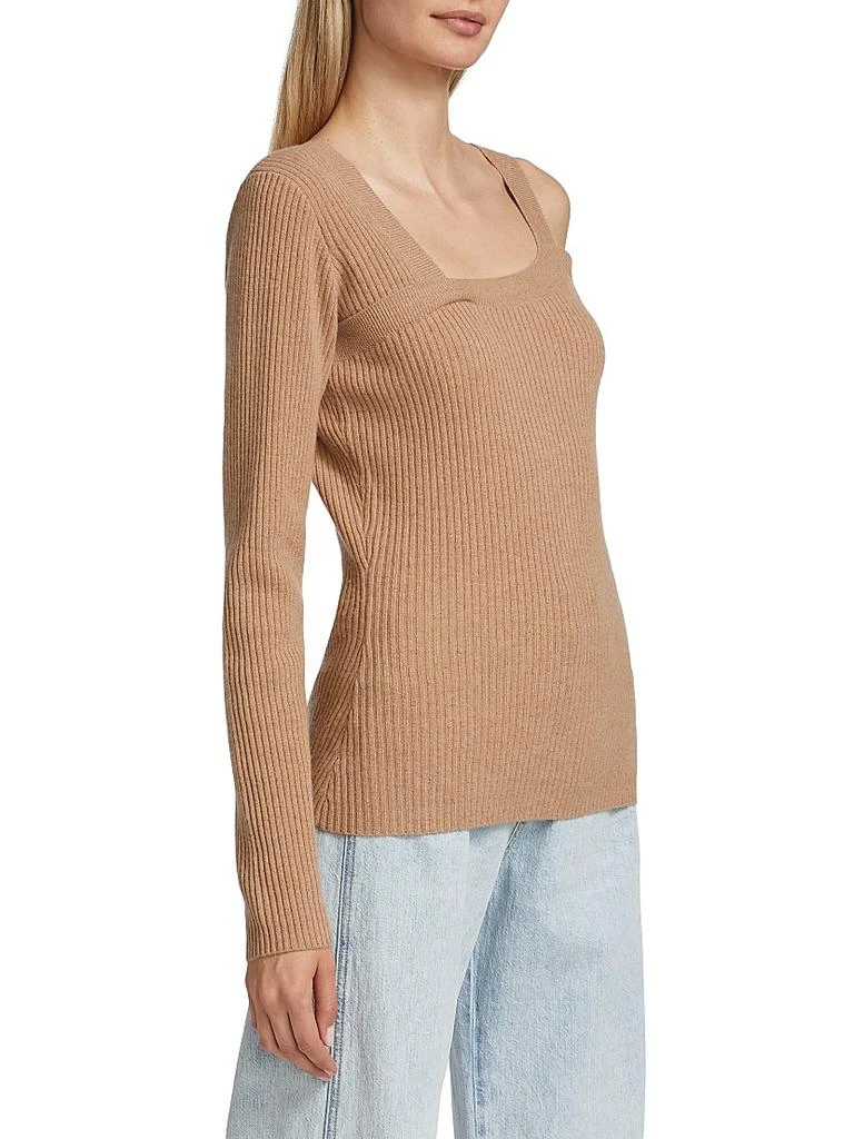 Naadam Wool-Cashmere Ribbed Asymmetrical Sweater 4