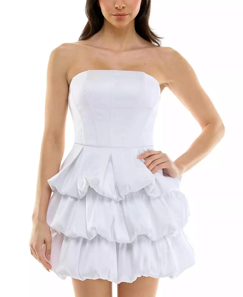 Emerald Sundae Women's Strapless Satin Bubble-Skirt Mini Dress 1