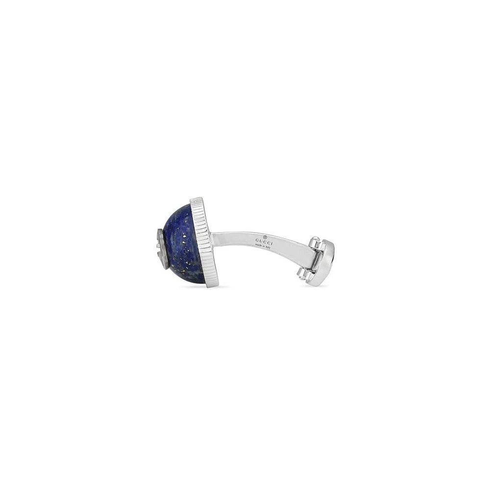 Gucci Sterling Silver 
Lapis Interlocking G Cufflinks 2