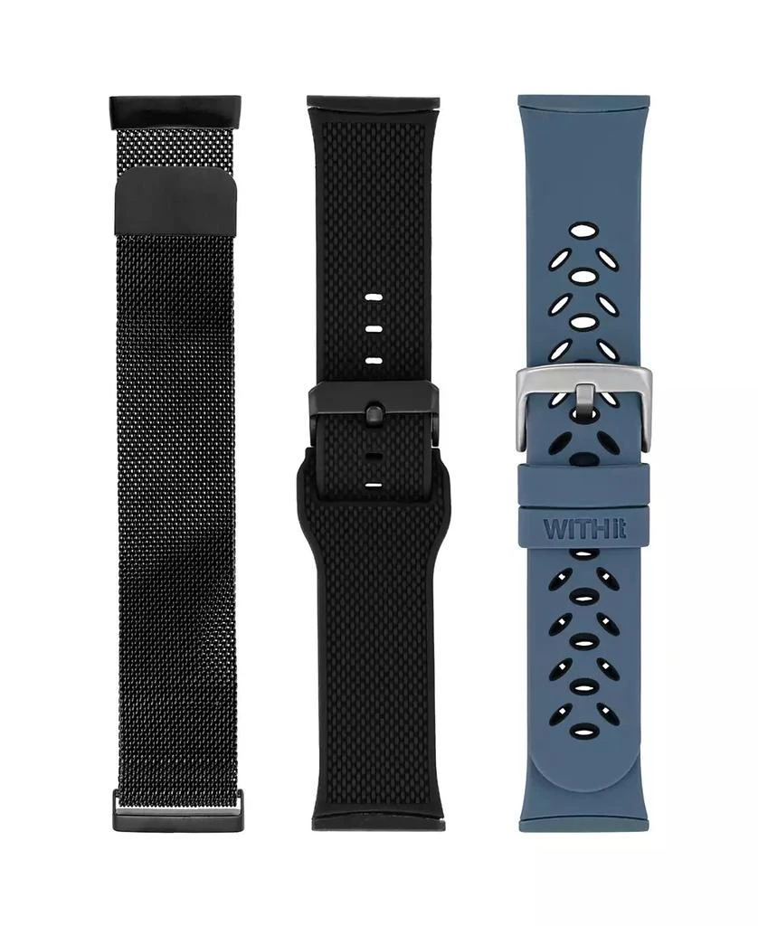 WITHit Stainless Steel Mesh Band and Silicone Band 3-Pack designed for the Fitbit Versa 3 & 4 and Sense & Sense 2 3