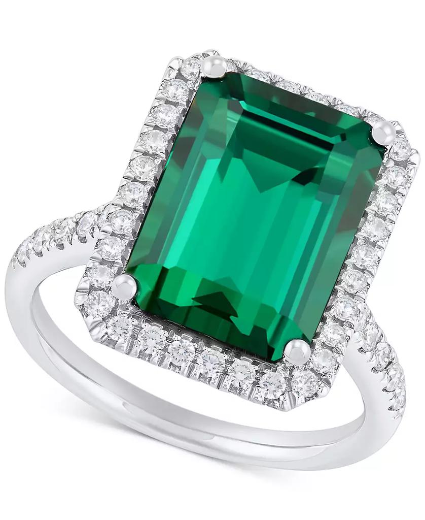 Grown With Love Lab Grown Emerald (6-1/2 ct. t.w.) & Lab Grown Diamond (1/2 ct. t.w.) Ring in 14k White Gold (Also available in Sapphire & Ruby)