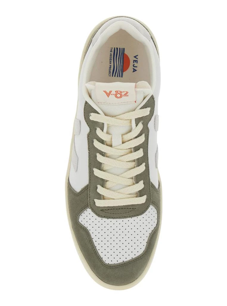 Veja 'V-82' Green Low Top Sneakers With Logo Patch On Tongue And Side And Logo Lettering On The Heel In Leather Unisex 4