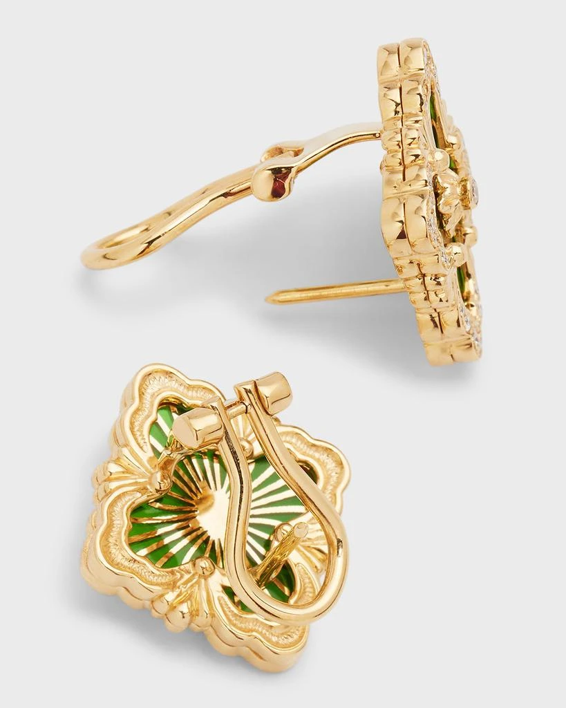 Buccellati Opera Tulle 18K Green Enamel Diamond Earrings 4