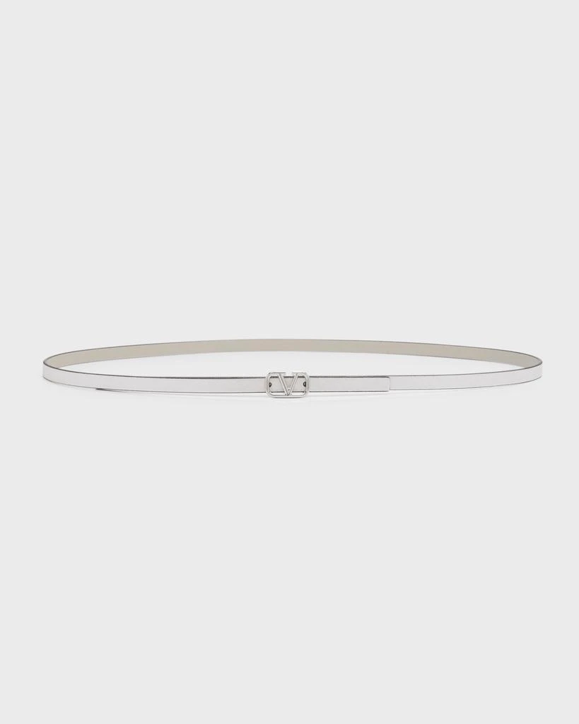 Valentino V-Logo Reversible Leather Skinny Belt 1