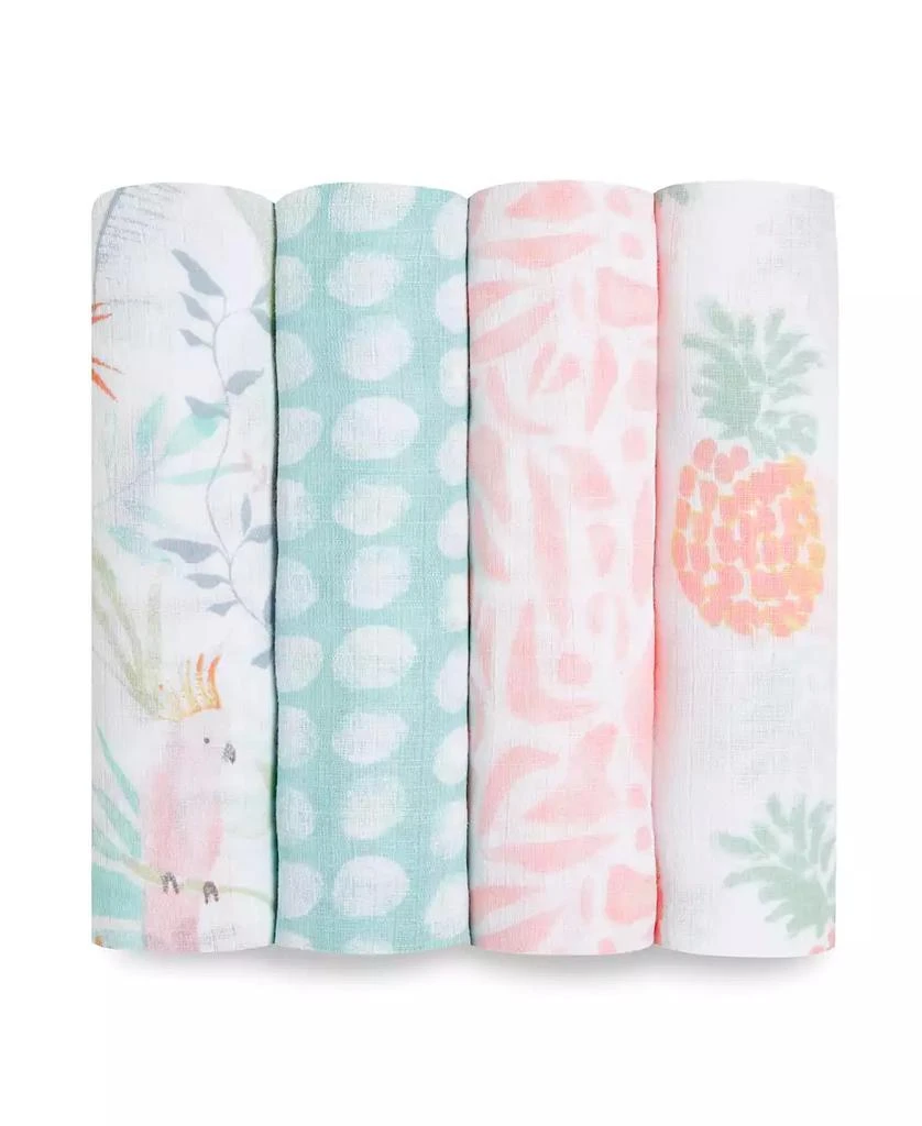 aden + anais Baby Girls Tropical Swaddle Blankets, Pack of 4 1