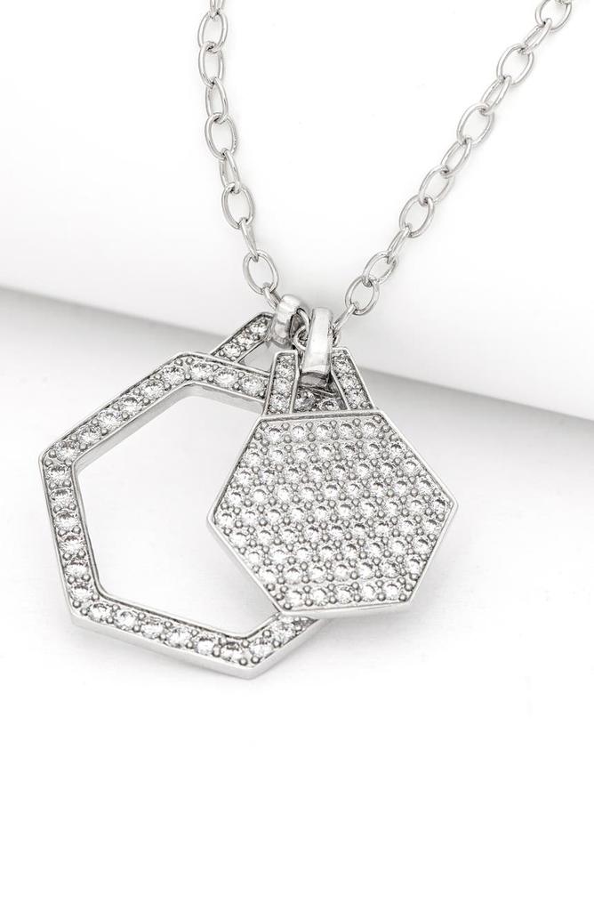 Rivka Friedman White Rhodium Crystal Pendant Necklace