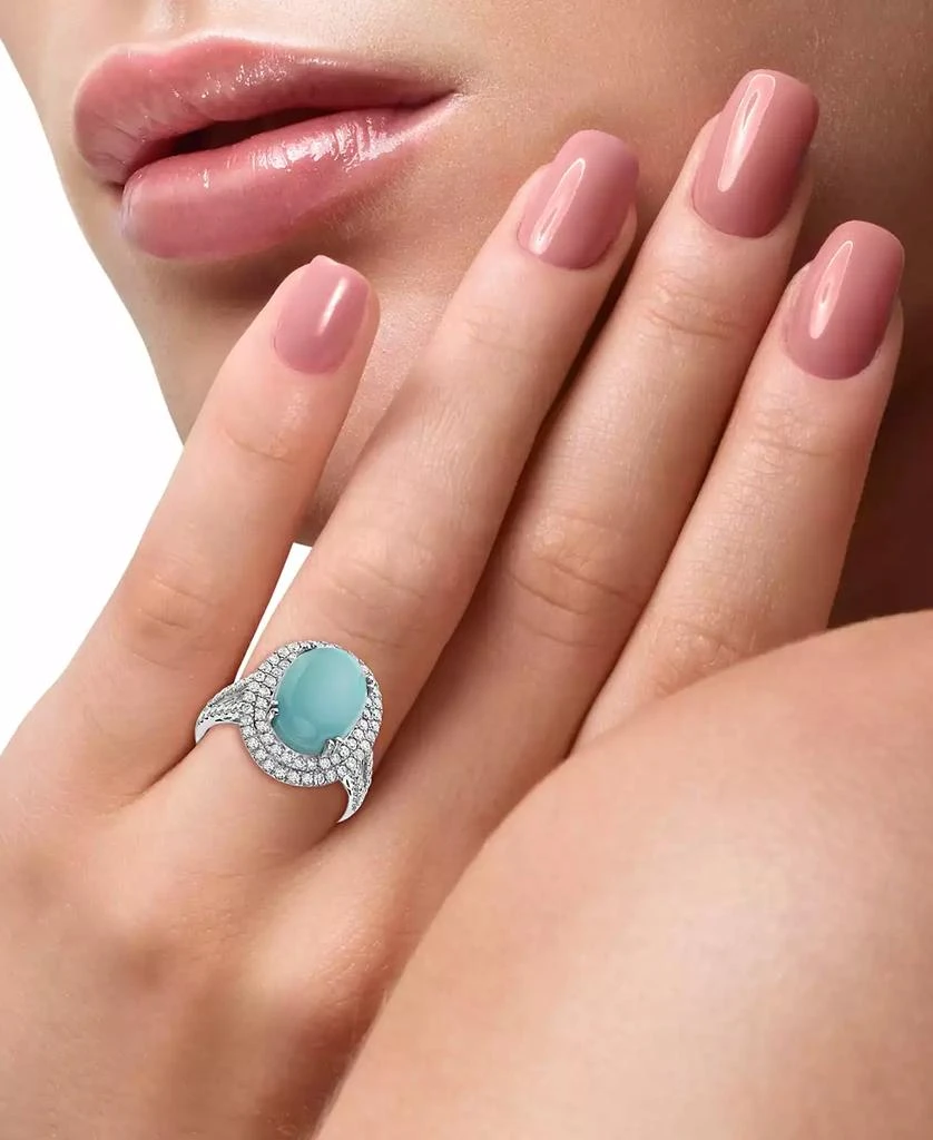 Effy EFFY® Turquoise 
Diamond (7/8 ct. t.w.) Halo Ring in 14k White Gold 2