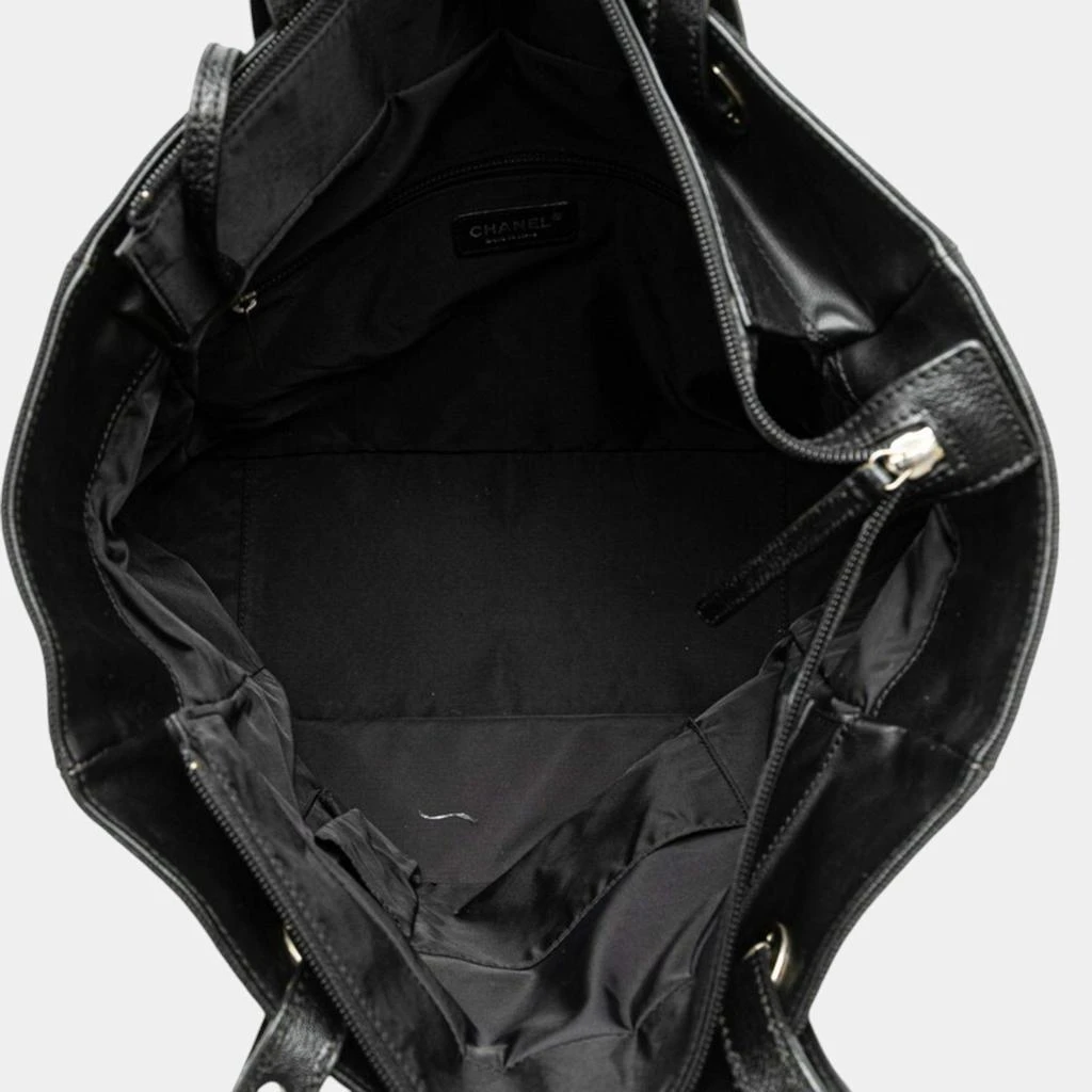 Chanel Chanel Black Leather Coco Mark Paris Biarritz MM  Tote Bag 4
