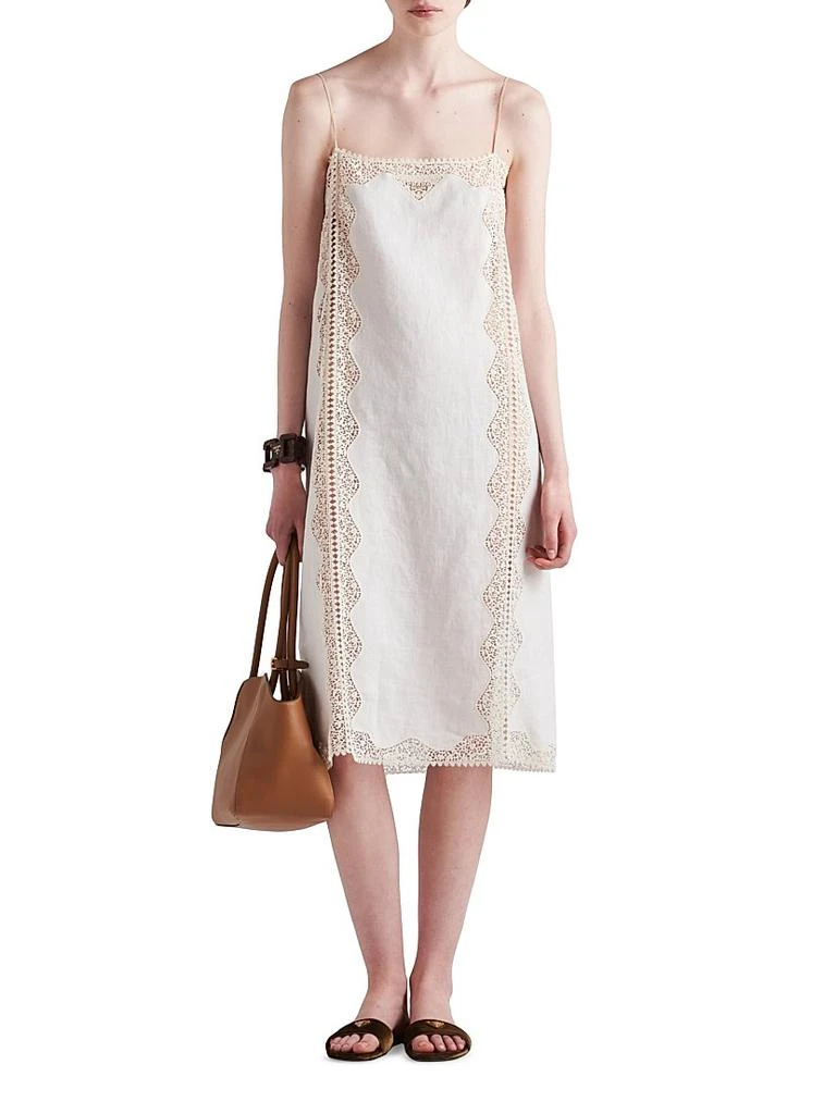 Prada Embroidered Lace-Trimmed Linen Dress - Dresses & Skirts - Free  Shipping - BeyondStyle