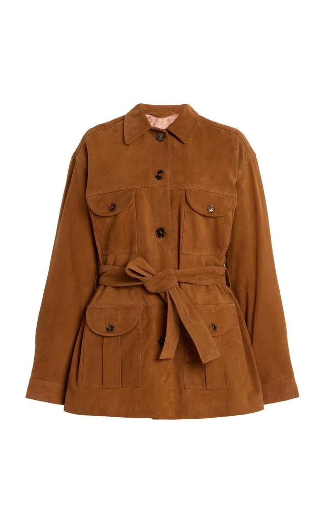 BLAZÉ MILANO Blazé Milano - Viva Sahariana Belted Suede Jacket - Brown - 2 - Moda Operandi 1