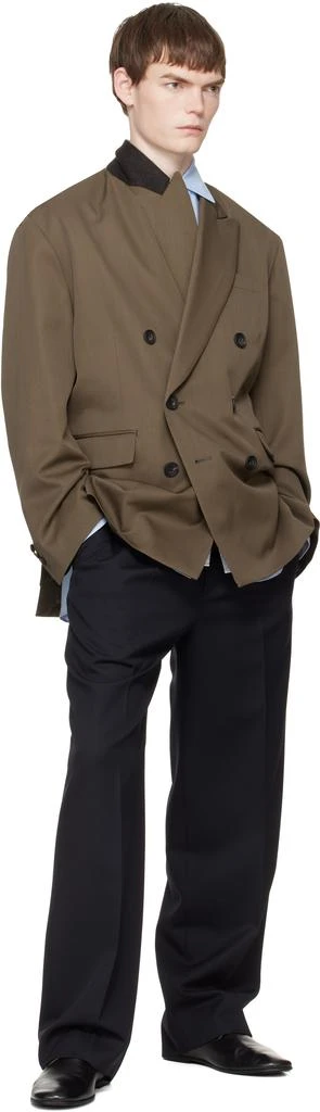 stein Navy Wool Kersey Straight Trousers 4