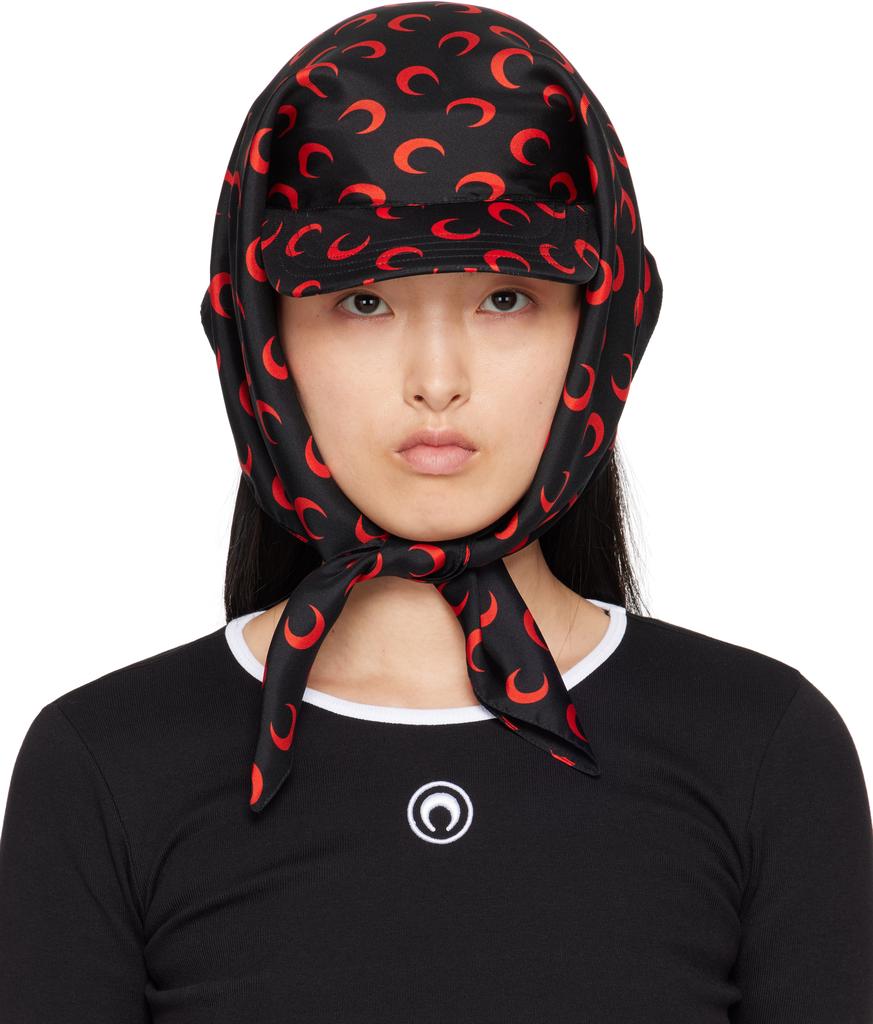 Shop SSENSE Exclusive Black & Red Regenerated Silk Veiled Cap on