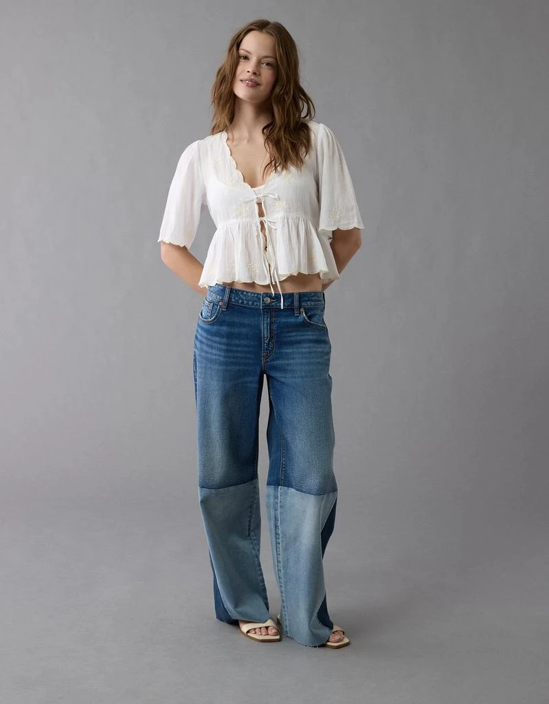 AE AE Embroidered Tie Front V-Neck Blouse 6