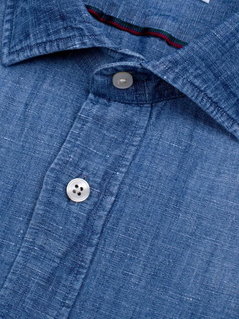 Tintoria Mattei Linen Denim Shirt In Mid Blue 3