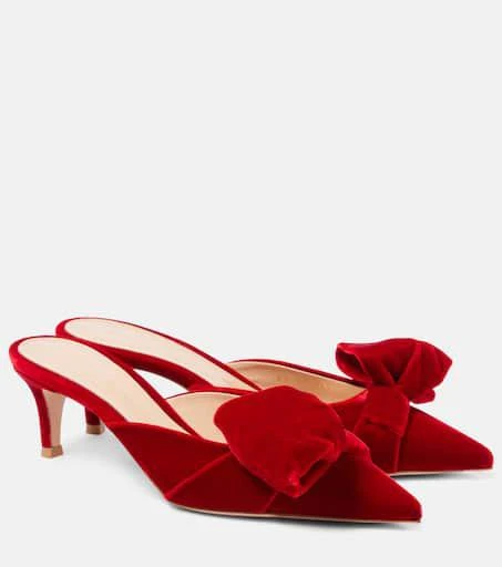 Gianvito Rossi 55 bow-detail velvet mules 1