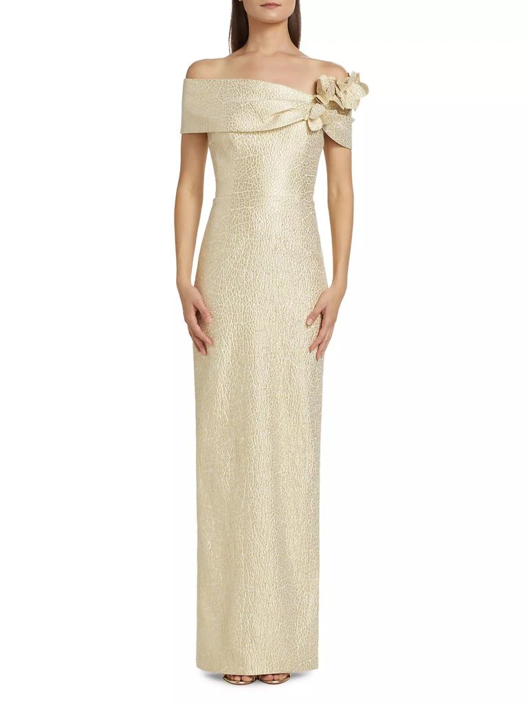 Teri Jon Off-the-Shoulder Jacquard Column Gown 3