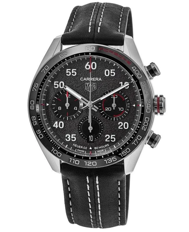 TAG Heuer Tag Heuer Carrera Chronograph Porsche Special Edition Automatic Grey Dial Leather Strap Men's Watch CBN2A1F.FC6492 1