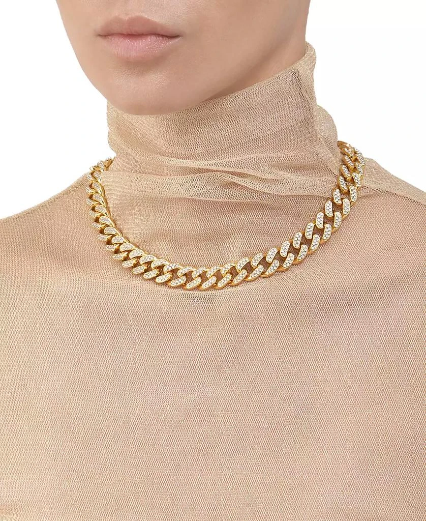 ADORNIA Women's Gold-Tone Plated Crystal Thick Cuban Curb Chain Necklace 4