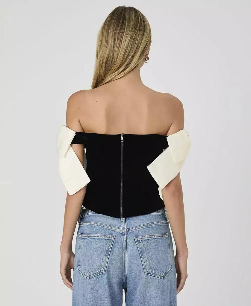 French Connection Women's Carey Velvet Bow-Sleeve Top 2