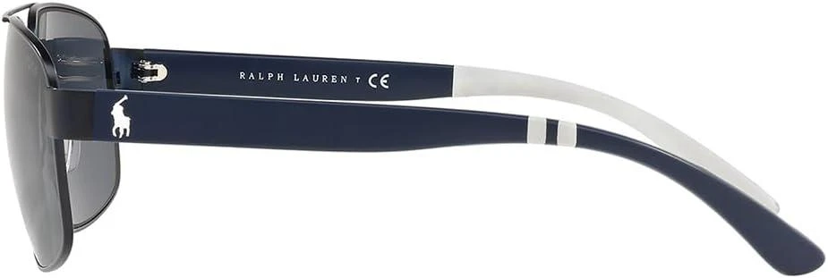 Ralph Lauren Polo Ralph Lauren Mens PH3112 Aviator Sunglasses, Matte Navy Blue/Grey, 62 mm 3